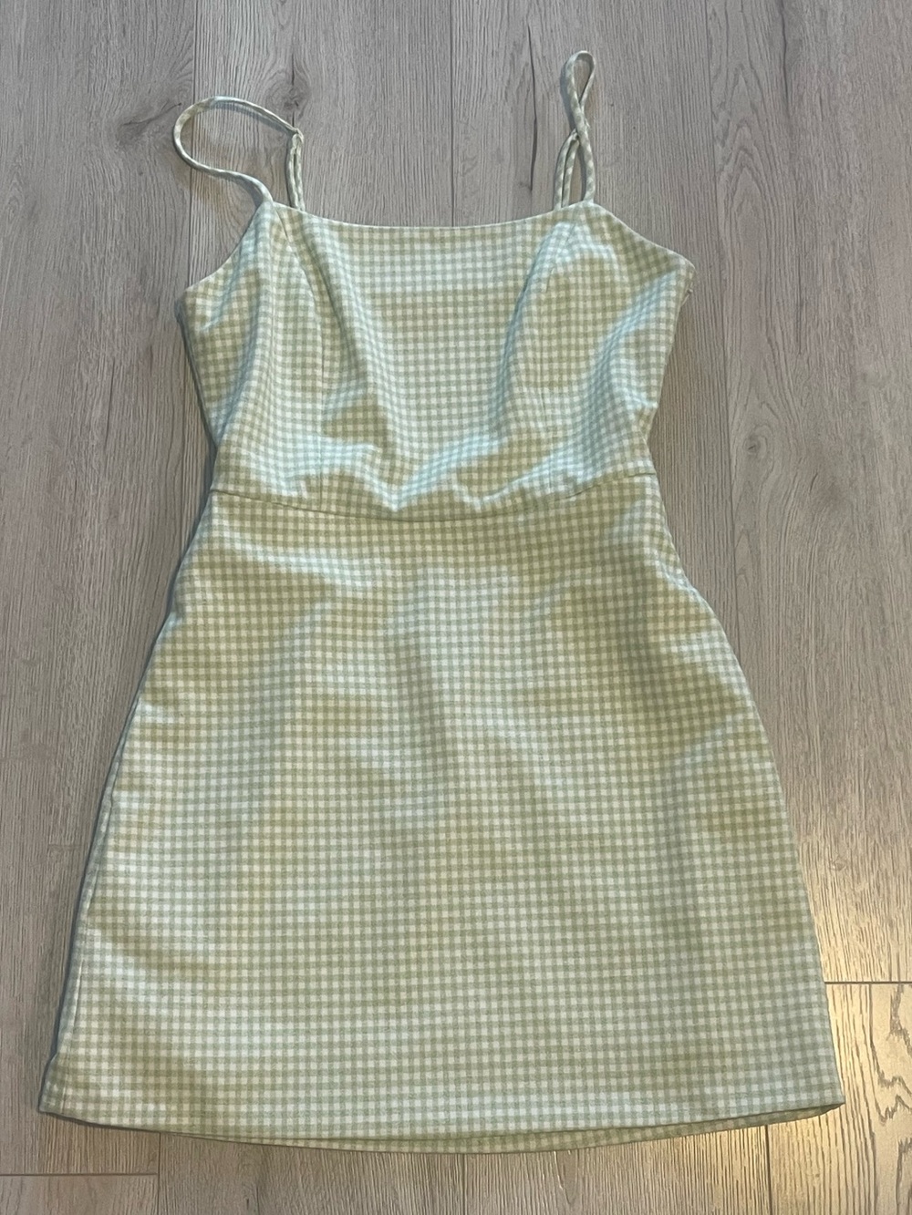 Aritzia Wilfred Isabelle Dress - Green Gingham Plaid Mini Dress - Picture 5 of 6